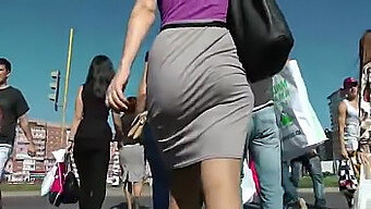 Voluptuous Woman Showcases Her Curves In Public While Provocatively Moving Her Derriere