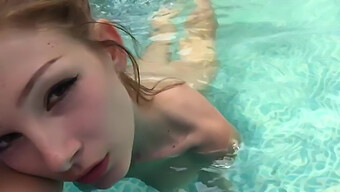 Poolside Pleasure: A Girl'S Intimate Moment In The Water