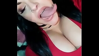 Teen Babe With A Long Tongue Gives A Deepthroat Blowjob