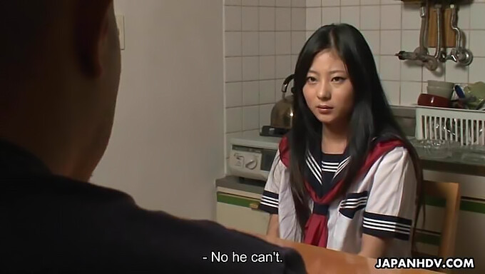 Young Japanese woman repaying her father's debt through intimate encounter