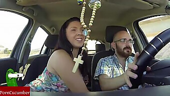 Young Girl Gives A Blowjob To Her Partner While He'S Driving The Car