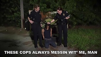 Uniformed Black Patrol Officers Arrest A Curvy Milf And Use Their Authority To Take Advantage Of Her