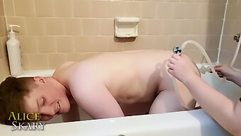 A Submissive'S Straightforward Shower Clean-Up With An Anal Douche