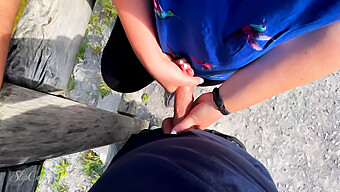 European Amateur Engages In Risky Public Handjob In Nature