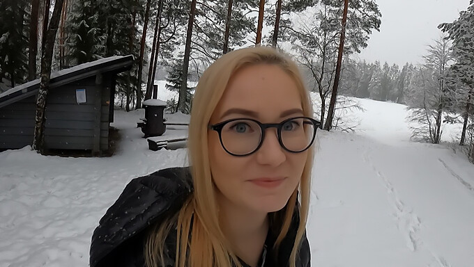 European babe gets fucked hard in the snow